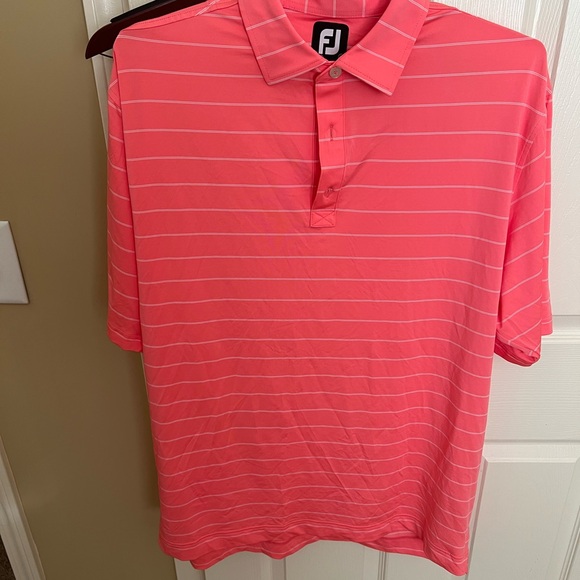 FootJoy Pink Polo Shirt with Subtle Stripes and Beretta zip up polo shirt - Picture 1 of 9